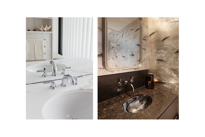 Perrin & Rowe Contemporary bench mounted or wall mounted basin taps in chrome