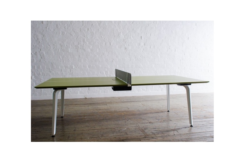 A MOMENT boardroom table that has been transformed into a table tennis table