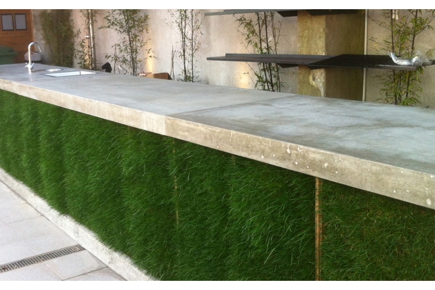 An outdoor bartop by Terazzo + Stoneworks