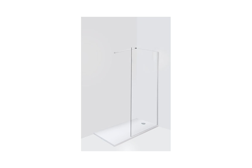 1400mm Front panel requires ceiling or wall support, height of panels 2000mm, safety glass 8mm thick