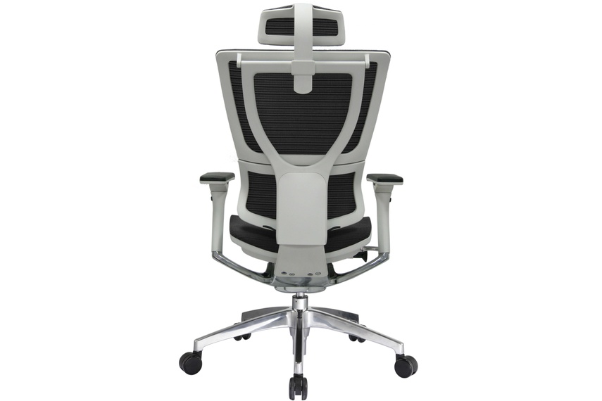 The iOO chair with grey frame and black mesh