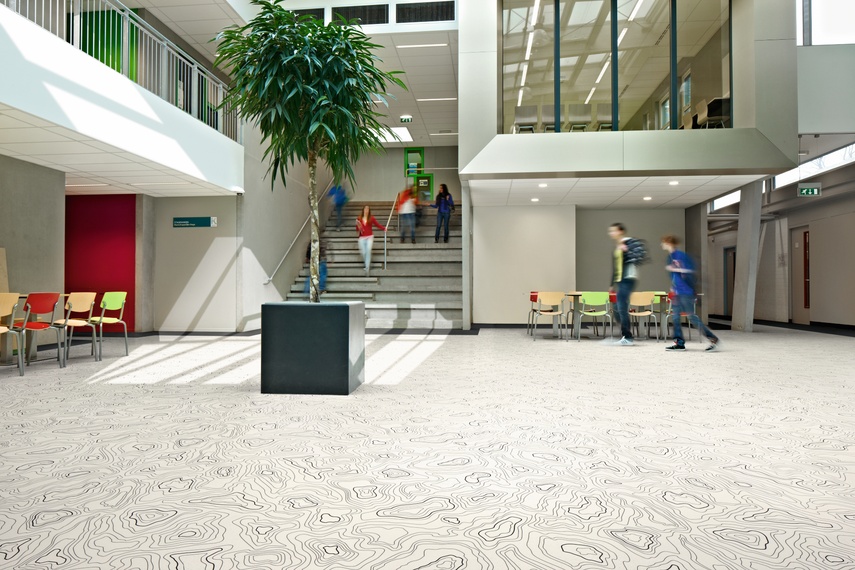 Forbo Sarlon acoustic vinyl flooring in a college environment.