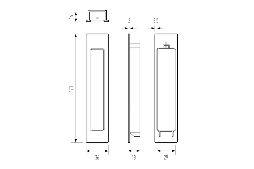 Line drawing HB 670 flush pull