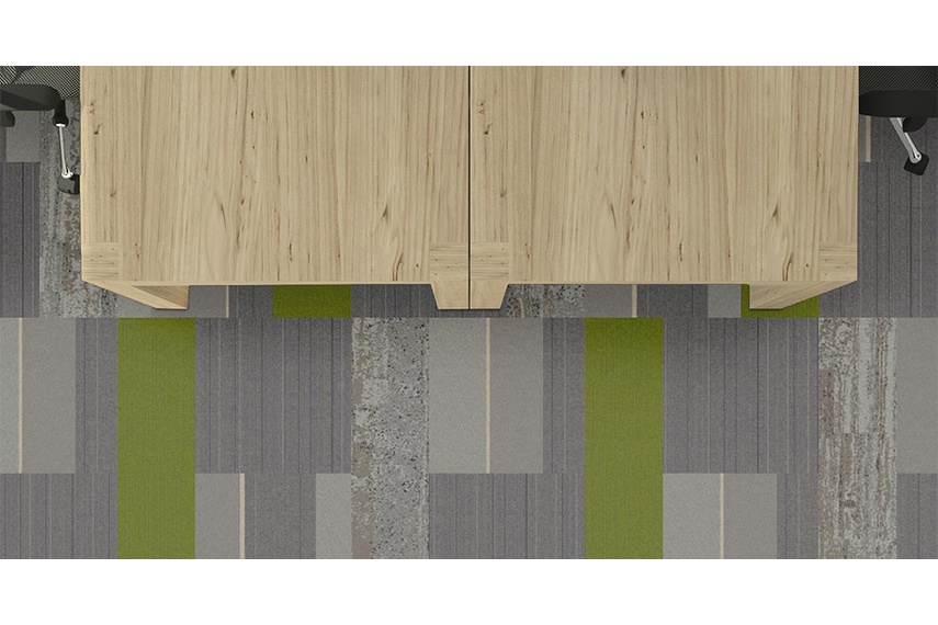 Phonic carpet tiles present the patterns and vibrations that help us navigate interior environments.