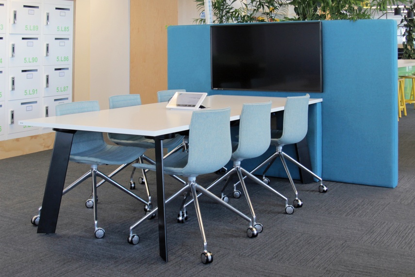 Huddle TV wall with Blade table.