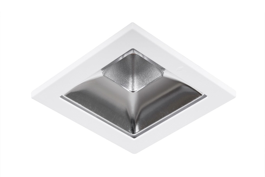 Silver reflector and white bezel