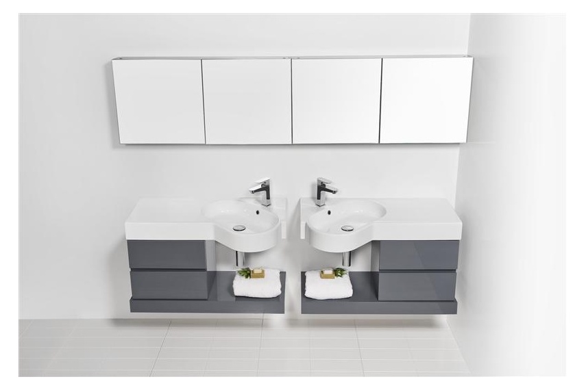 Area basin and furniture – Two corner area units in colour