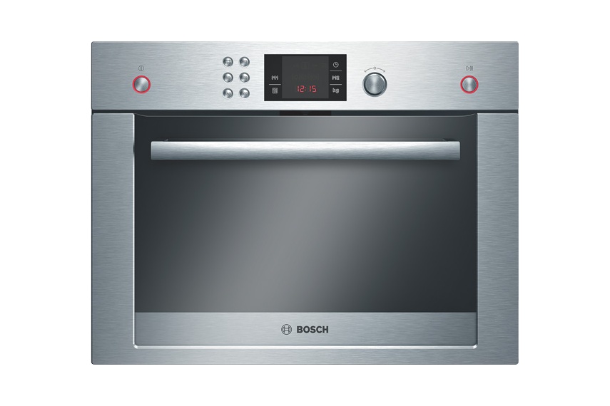 Stainless steel microwave, 36L capacity.