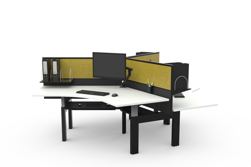 Engage height adjustable 120 degree three pod with Edge screens.