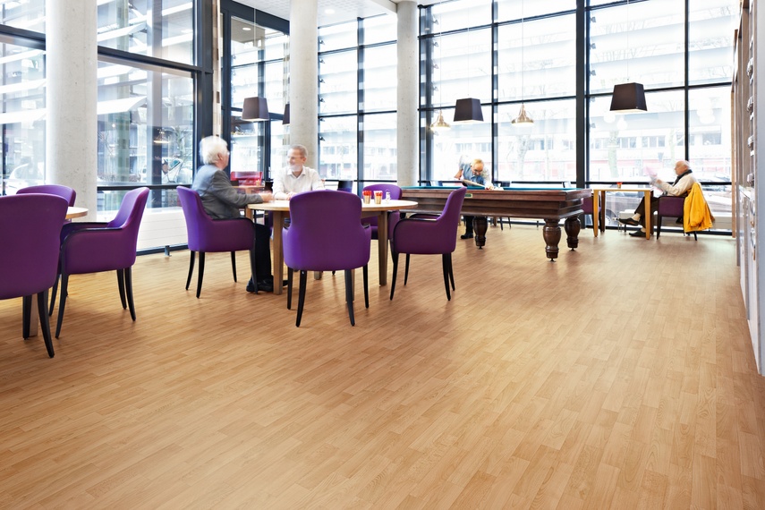 Recreational room that utilises Forbo Sarlon acoustic vinyl flooring.