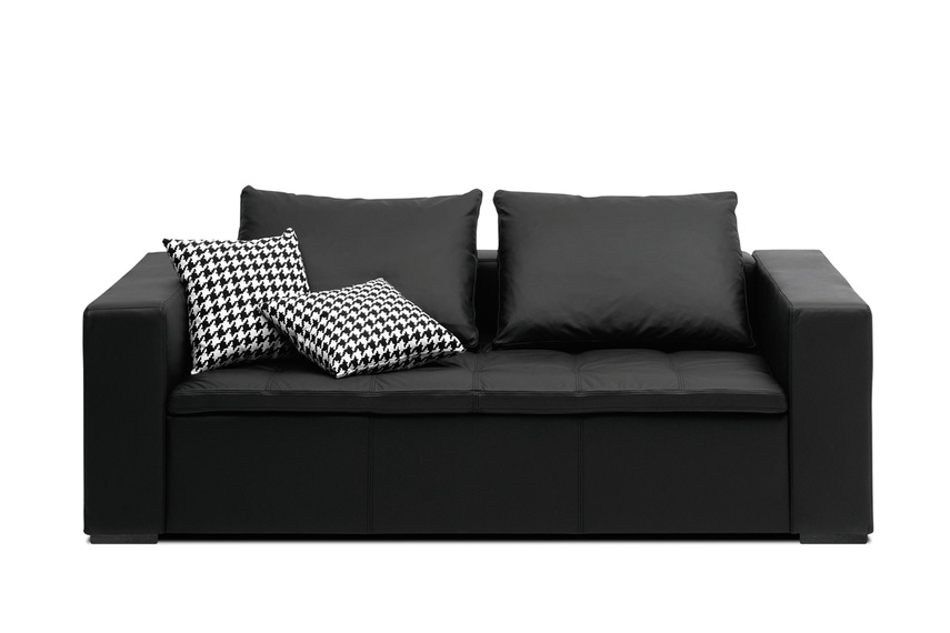 Mezzo modular sofa system shown in black salto leather