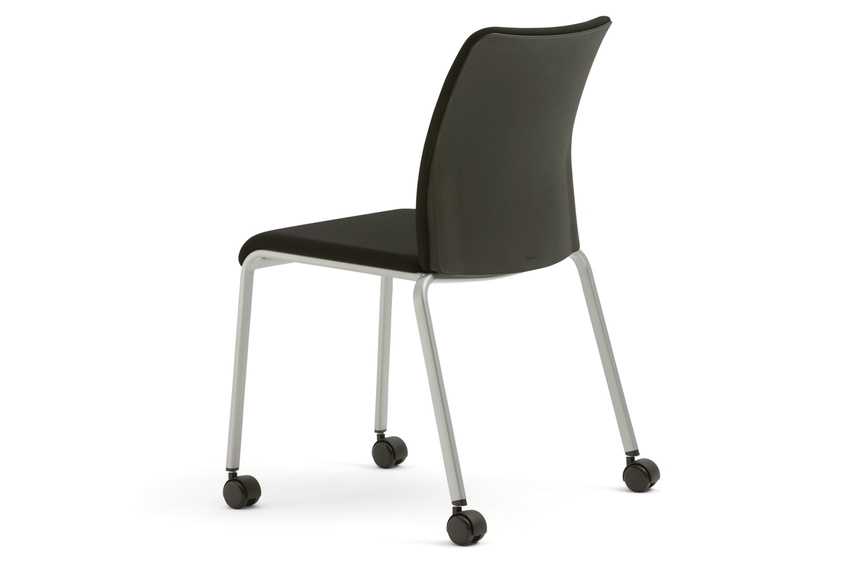 Reply mesh back stackable chair with glides.