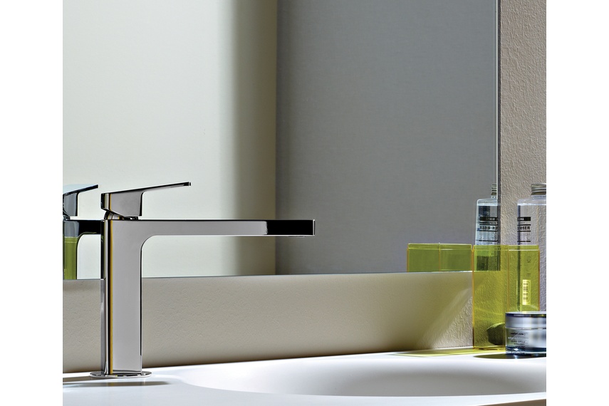 Jingle extended-spout basin mixer.