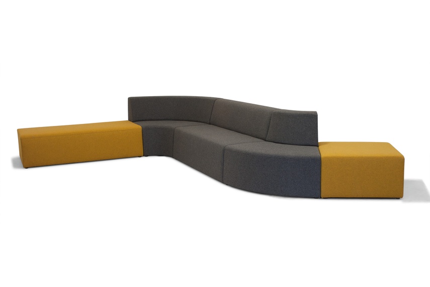 The Pause seating system offers a selection of ottoman, lounge and screen components with a limitless choice of arrangements.