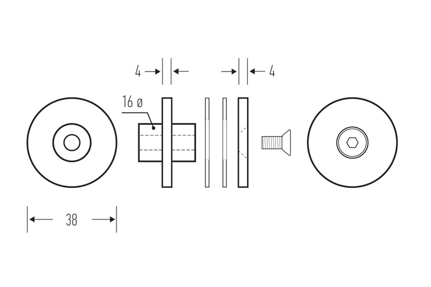 HB 502 glass fixing kit – line drawing