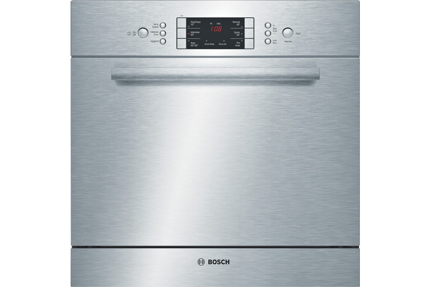 Stainless steel built-under 60cm dishwasher.