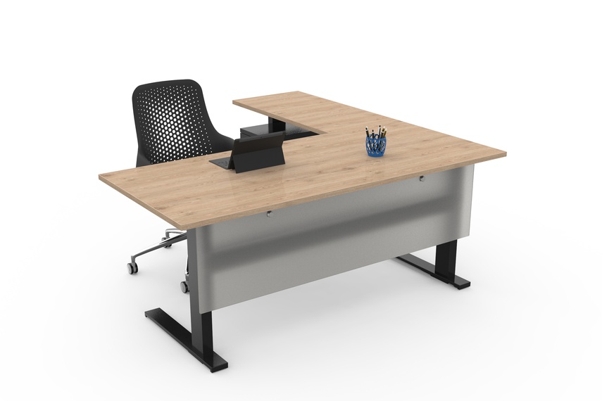 Engage fixed height single with return and modesty panel.