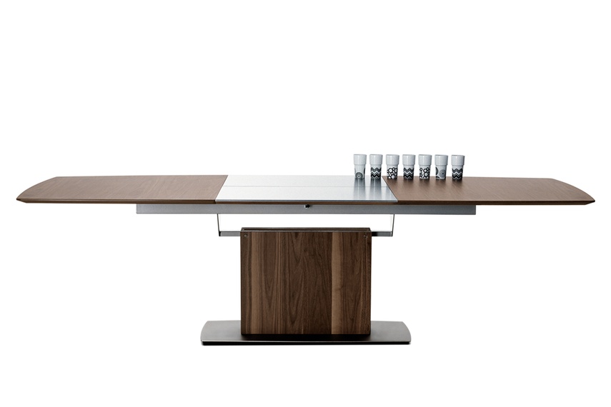 Walnut veneer/brushed steel lacquered/brushed steel