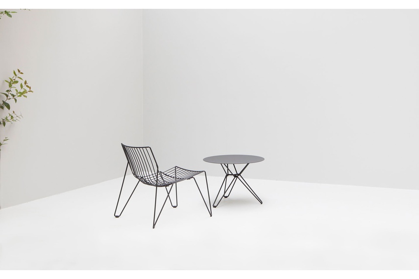 The chair is made from steel wire