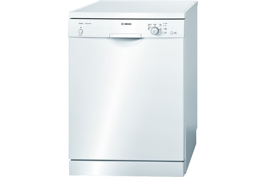 White freestanding dishwasher.