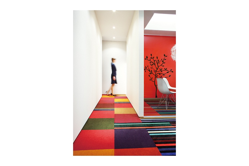 EcoFloors carpet tile is a family of coordinate colours and patterns grouped in stylish ways