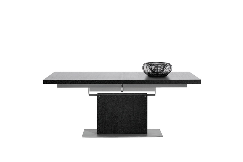 Black-stained oak veneer/brushed steel lacquered/brushed steel