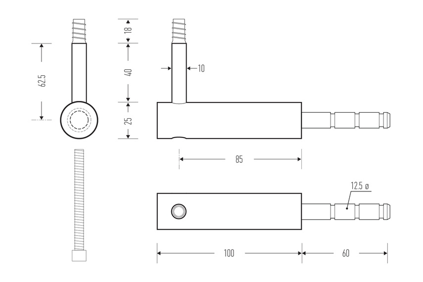 HB 520 stair rail bracket – line drawing