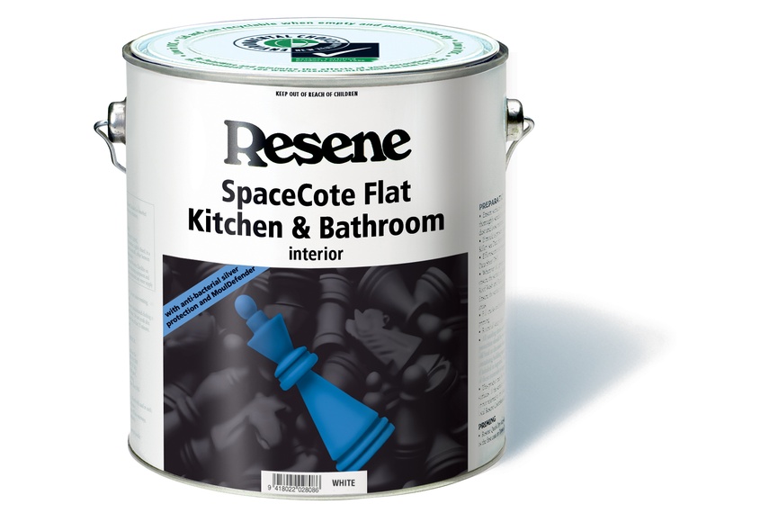 SpaceCote Low Sheen Kitchen and Bathroom is formulated with anti-bacterial silver and MoulDefender